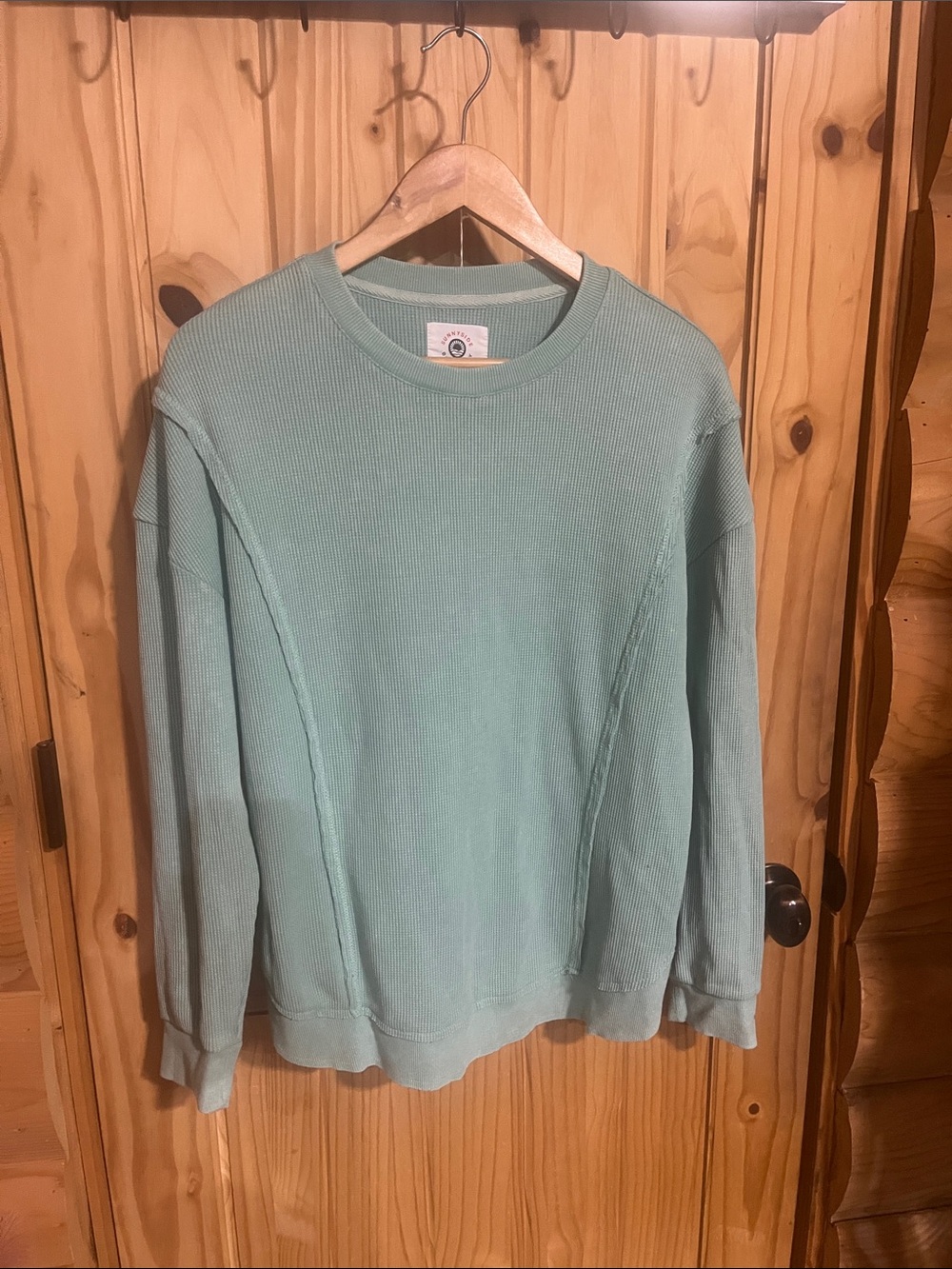 Sundry Women's Mint Waffle-Knit Crewneck Sweatshirt
